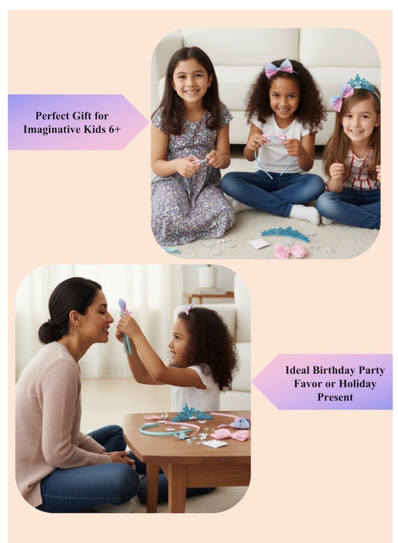 DIY Headband Making Kit for Girls-Create 6 Unique Icy Crowns with Gems, Pearls & Snowflakes,Arts and Crafts for Kids Ages 6+,Girls Hair Accessories for Kids, Craft Set for Frozen Themed Birthday Party Favors - Image 5