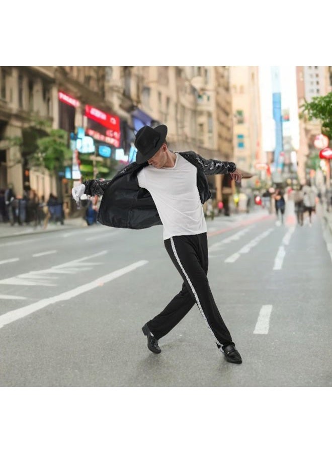 Ciguo Michael Jackson Billie Jean Jacket Suit Dance Cosplay Costume for Adult Child, 4 Pcs Included: Jacket/Trousers/Gloves/Sock (Height: 130-145cm, Weight: 30-35kg) - Image 4