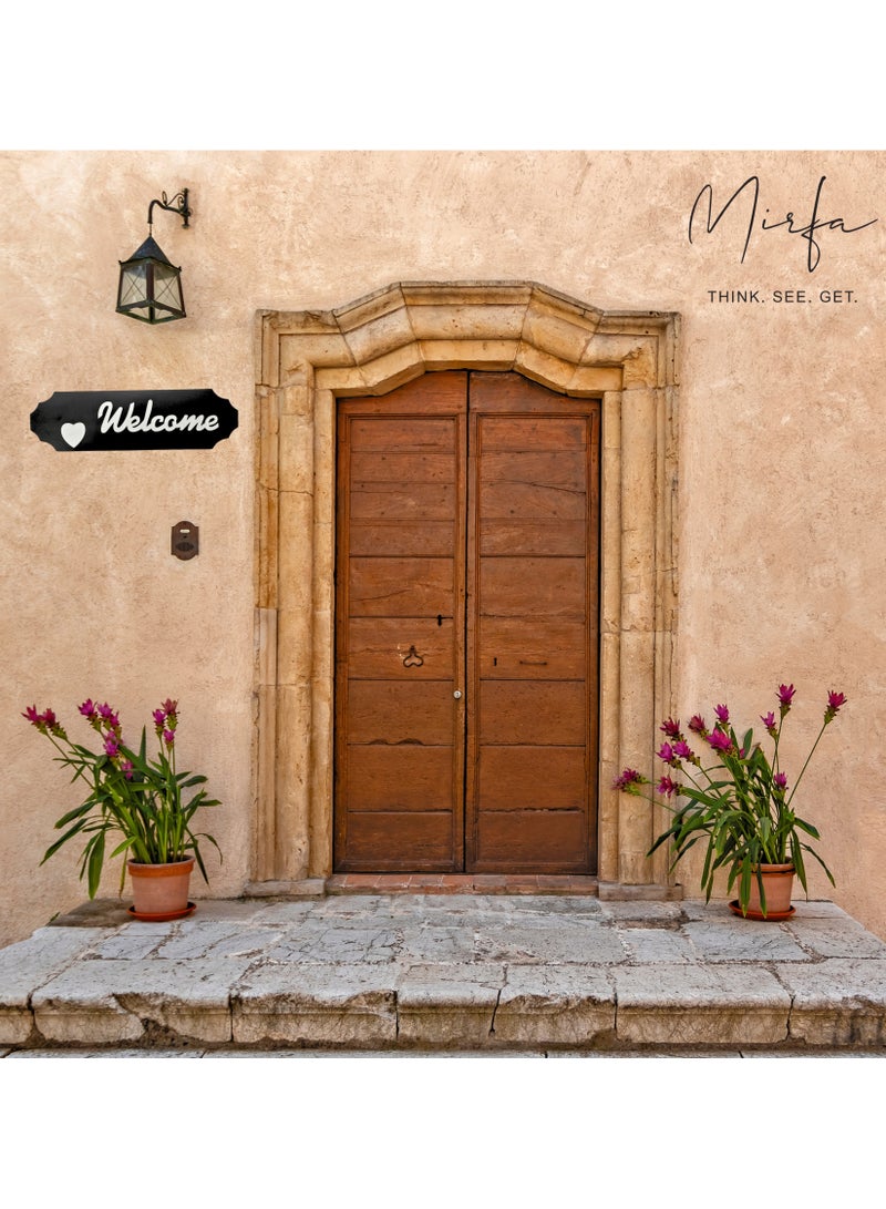 مرفا لوحة حائط خشبية ذات قاعدة لاصقة -  أسود (كلمة "Welcome" مع قلب - بخط أبيض)  - Image 3