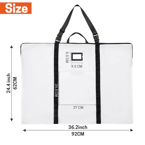 BERYA Large Size Art Portfolio Bag with Nylon Shoulder 24 x 36 inches Light Weight Poster Storage Bag Board Holder with Handle and Zipper for Poster Sketching and Drawing White - Image 3