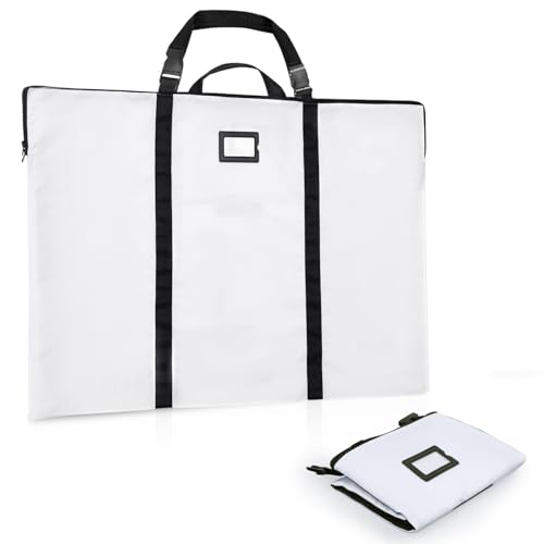 BERYA Large Size Art Portfolio Bag with Nylon Shoulder 24 x 36 inches Light Weight Poster Storage Bag Board Holder with Handle and Zipper for Poster Sketching and Drawing White - Image 1