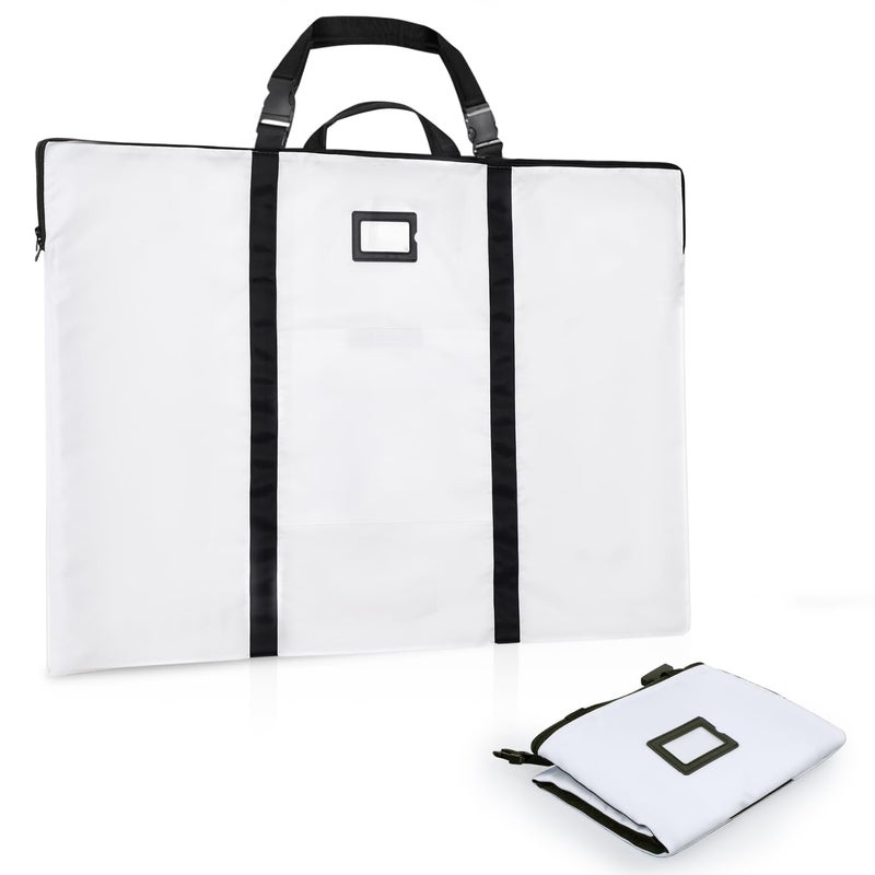 BERYA Large Size Art Portfolio Bag with Nylon Shoulder 24 x 36 inches Light Weight Poster Storage Bag Board Holder with Handle and Zipper for Poster Sketching and Drawing White - Image 2
