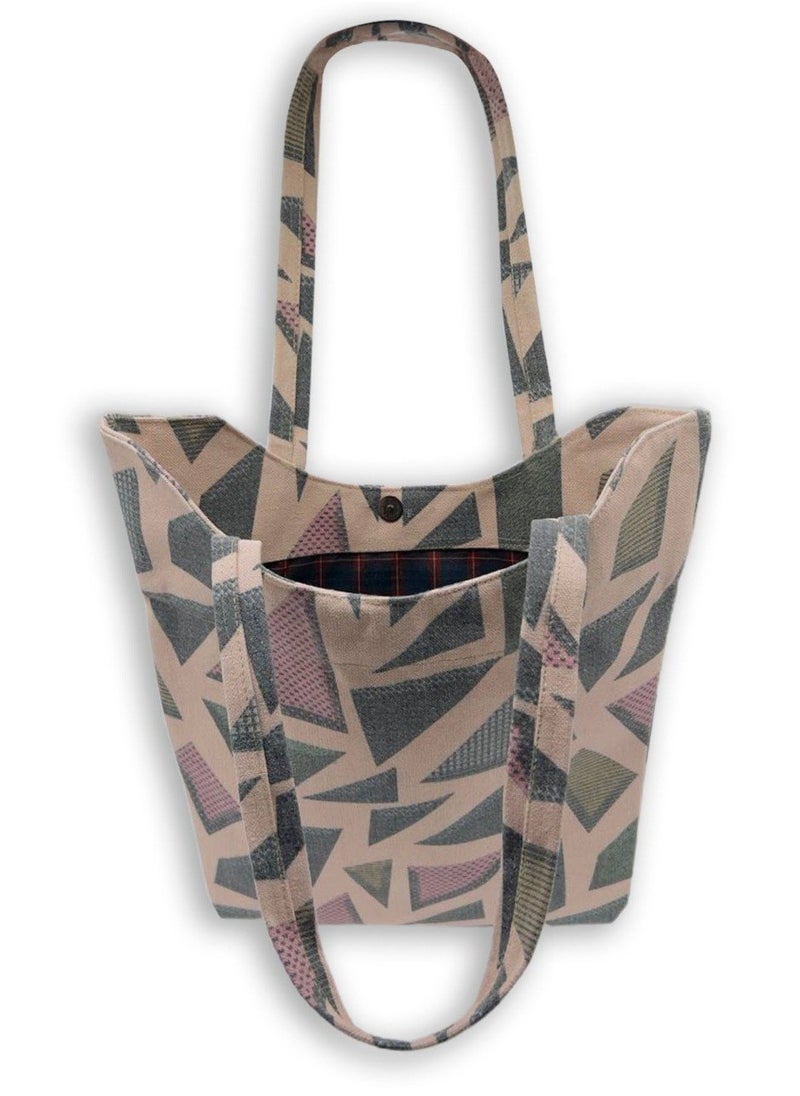 Gharibo Bags - casual printed linen tote bag W230004A - Image 1