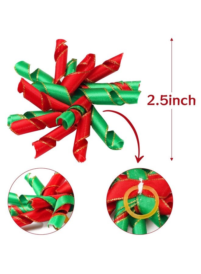 Yxiang Christmas Dog Bows, 15PCS Curly Korker Bows Puppy Dog Hair Bows Handmade Hair Accessories Bow Pet Grooming with Rubber Bands - Image 2