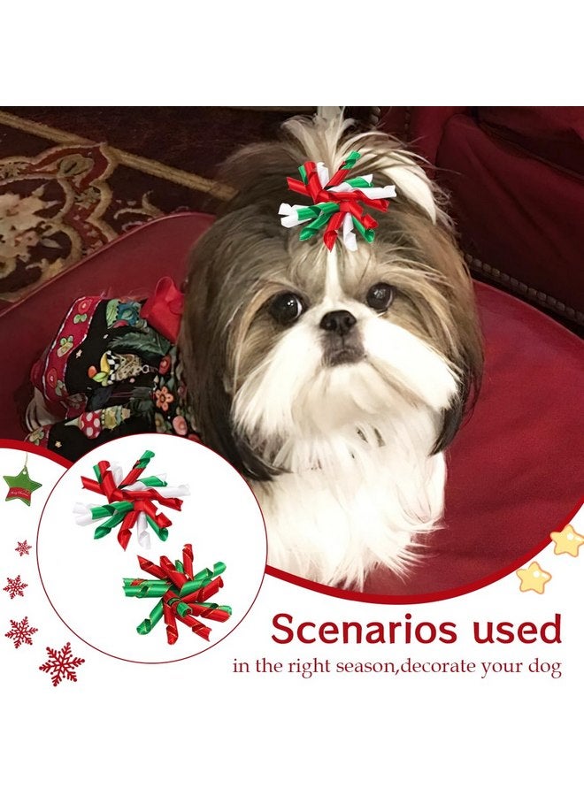 Yxiang Christmas Dog Bows, 15PCS Curly Korker Bows Puppy Dog Hair Bows Handmade Hair Accessories Bow Pet Grooming with Rubber Bands - Image 4