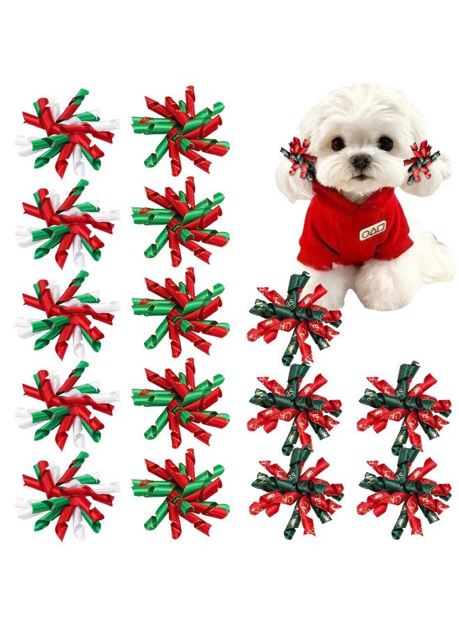 Yxiang Christmas Dog Bows, 15PCS Curly Korker Bows Puppy Dog Hair Bows Handmade Hair Accessories Bow Pet Grooming with Rubber Bands - Image 1