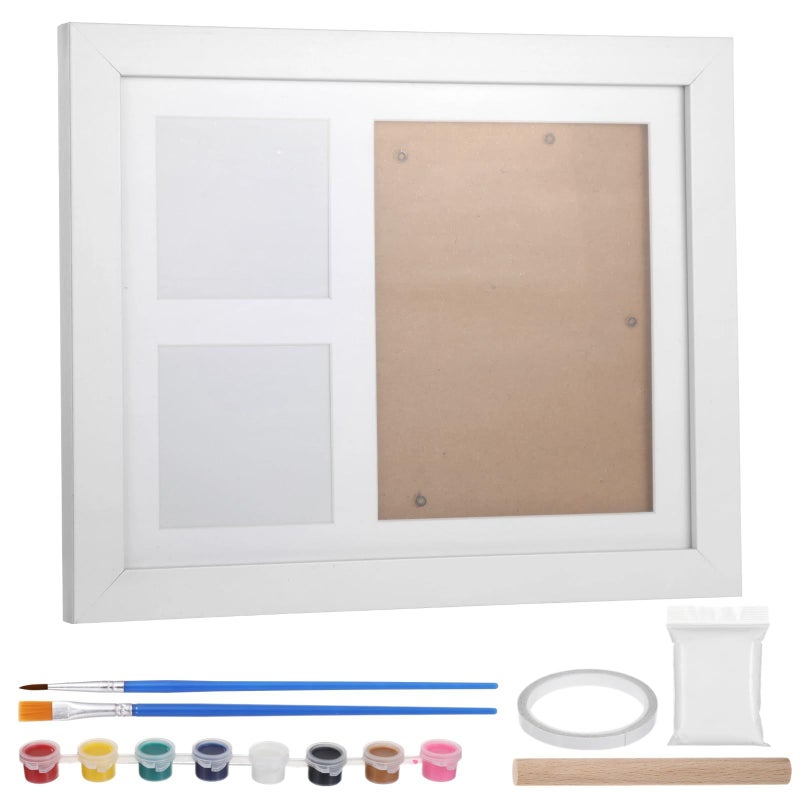 إطار صور بصمات اليد والقدم DIY مع طقم هدايا تذكارية من الخشب الصلب وأدوات الرسم بالطين - Image 3