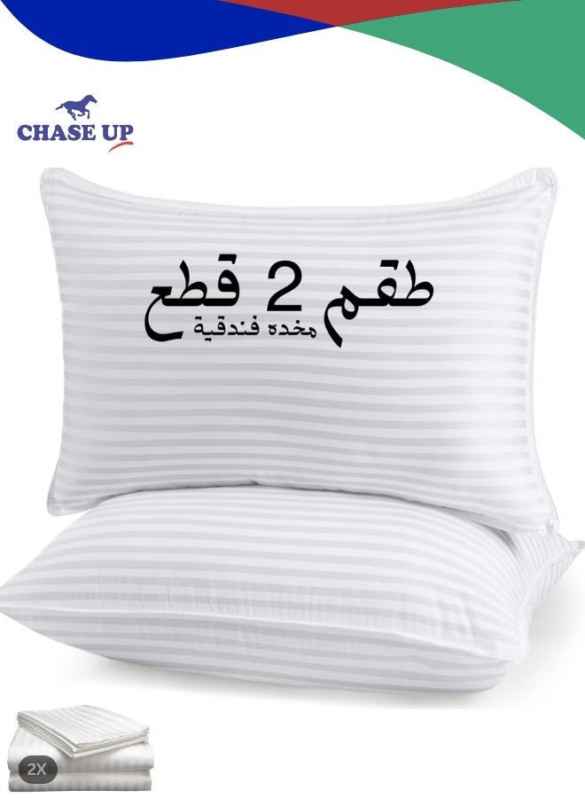 Chase Up King Size Pack of 2 Soft Bed Pillows for Sleeping with 100% Microfiber Outer Cover, Hollow Fiber Fill, Fluffy and Comfortable, Ideal for Side, Back and Stomach Sleepers, Reduces Neck Pain-Hotel Pillow - Image 2