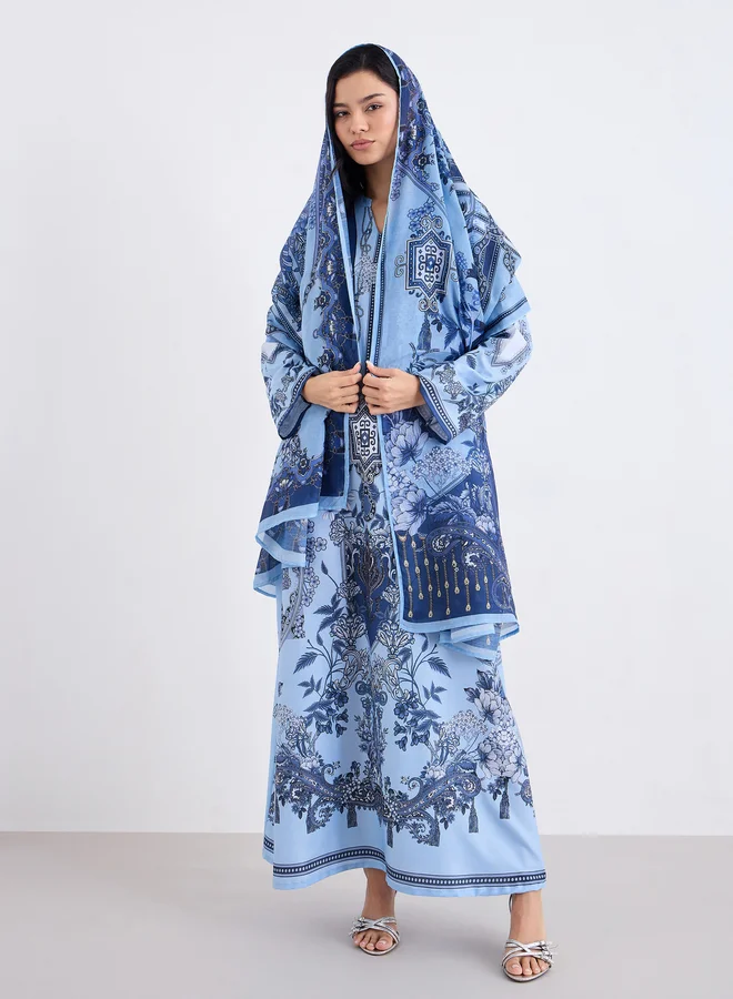 أميرة جلابية طويلة مع وشاح