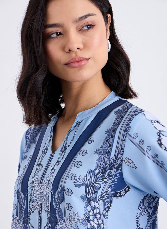 Amirah Women Blue Maxi Jalabiya with Matching Scarf - Image 3