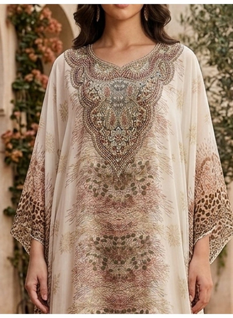 Alaya Women Floral Embroidered Chiffon Kaftan-AL3831 - Image 2