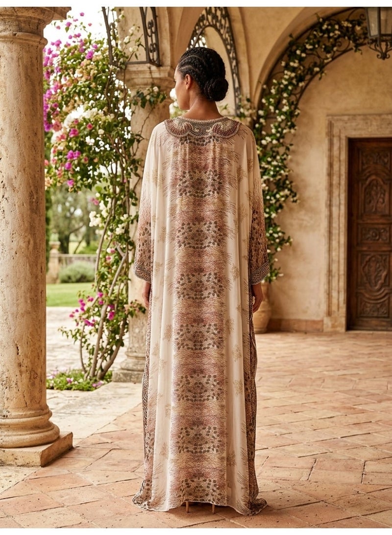 Alaya Women Floral Embroidered Chiffon Kaftan-AL3831 - Image 3