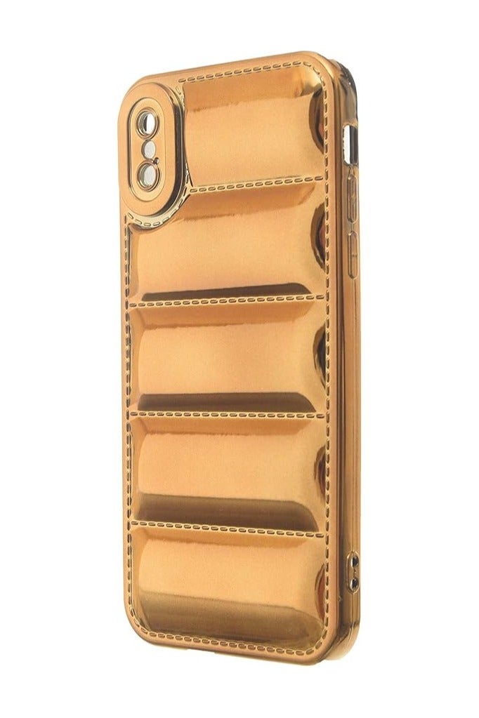 Bumper Design Plastic Back Case for iPhone X - Gold - Image 2