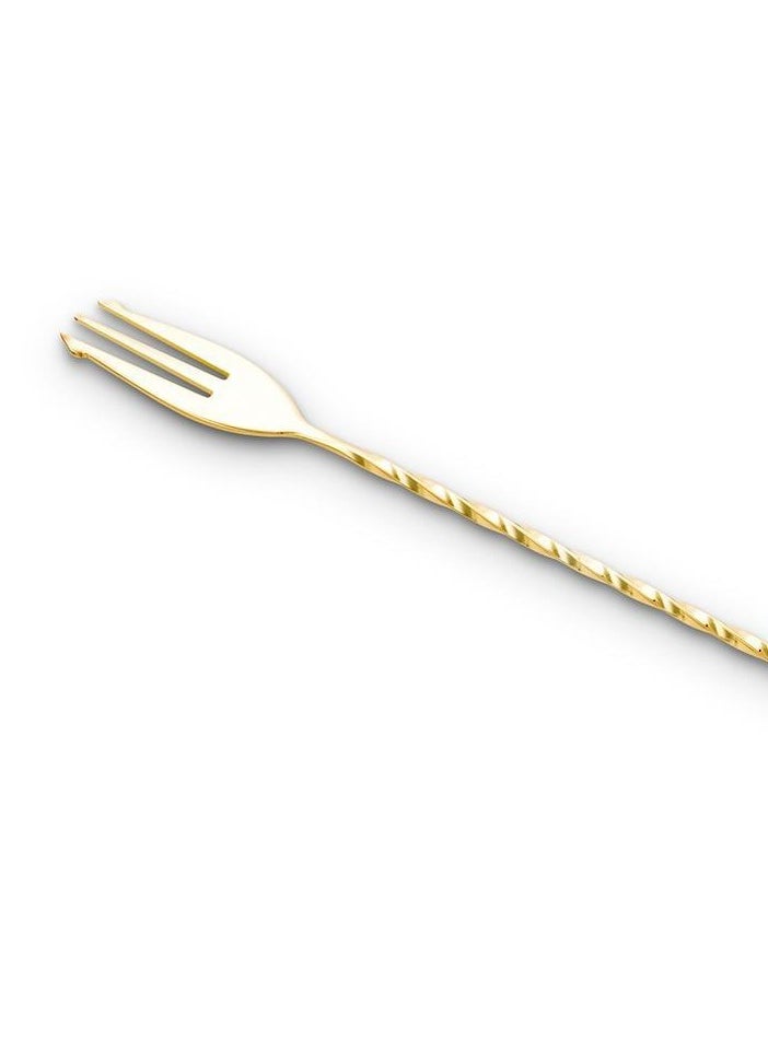 BarPros - BarPros Professional Gold Plated Mixing Spoon with Fork End, 40cm - Ideal for Cocktails & Beverages - Image 1