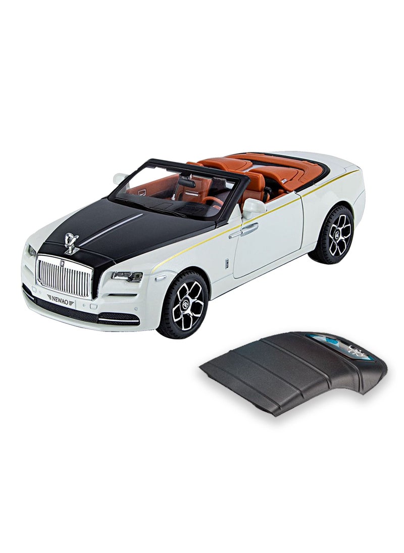 Swift 1:24 Rolls Royce Convertible Super Sports Diecast Car Model Phantom Toy Car Alloy Collectible Phantom Pull Back Model Car Vehicles with Removeable Roof, Sound Light for Kids Birthday Gift White  - Image 2