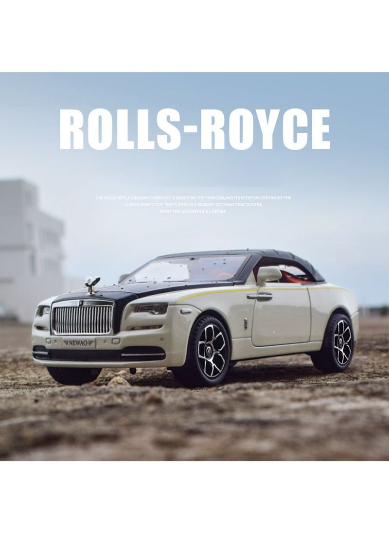 Swift 1:24 Rolls Royce Convertible Super Sports Diecast Car Model Phantom Toy Car Alloy Collectible Phantom Pull Back Model Car Vehicles with Removeable Roof, Sound Light for Kids Birthday Gift White  - Image 3
