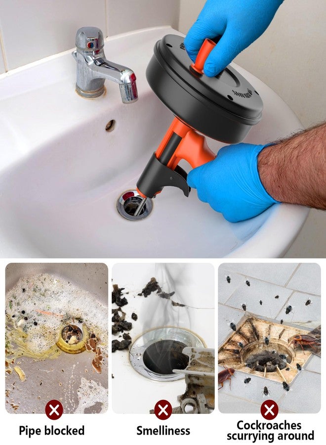 KINGLEV Drain Snake, Drain Auger With Drill Adapter, 35ft Flexible Cable Sink Plumbing Auger Bathroom Hair Clog Removal Tool, Manual Or Powered for Shower & Bathtub Clogs - Image 3