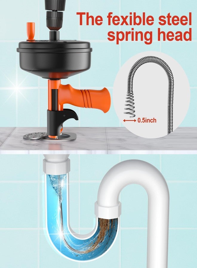 KINGLEV Drain Snake, Drain Auger With Drill Adapter, 35ft Flexible Cable Sink Plumbing Auger Bathroom Hair Clog Removal Tool, Manual Or Powered for Shower & Bathtub Clogs - Image 4