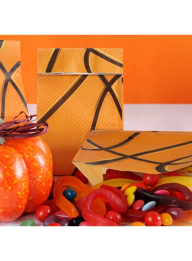 مارسبارك 40 قطعة من أكياس هدايا حفلات كرة السلة وأكياس الحلوى الورقية وأكياس الغداء الورقية على شكل كرة السلة للأطفال والمراهقين والبالغين وزينة حفلات أعياد الميلاد على شكل كرة السلة - Image 4