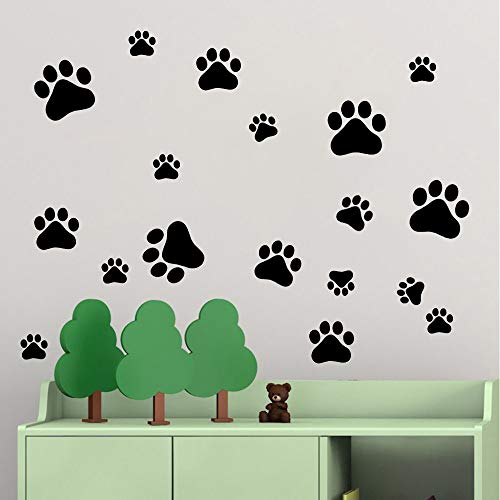 thovorrnl 60 Pcs Dog Footprints Wall Decal Vinyl Stickers, Removable Lovely Animal Paw Print Art DIY Sticker Mural for Bedroom Playroom Living Room Office Home Window Door Decoration - Image 4