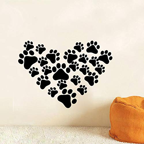thovorrnl 60 Pcs Dog Footprints Wall Decal Vinyl Stickers, Removable Lovely Animal Paw Print Art DIY Sticker Mural for Bedroom Playroom Living Room Office Home Window Door Decoration - Image 2