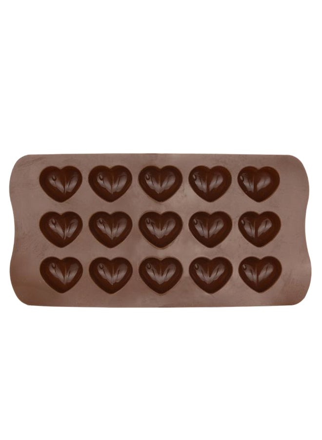 Angel city 15-Heart Shape Chocolate Mould Brown 20.6x10.3x1.7centimeter
