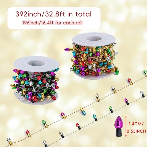 Gloreyan Mini Dollhouse Christmas Lights Fake String Lights Xmas Decoration for Christmas Dollhouse Craft Fairy Garden Accessories Party Supply 2 Pack - Image 5