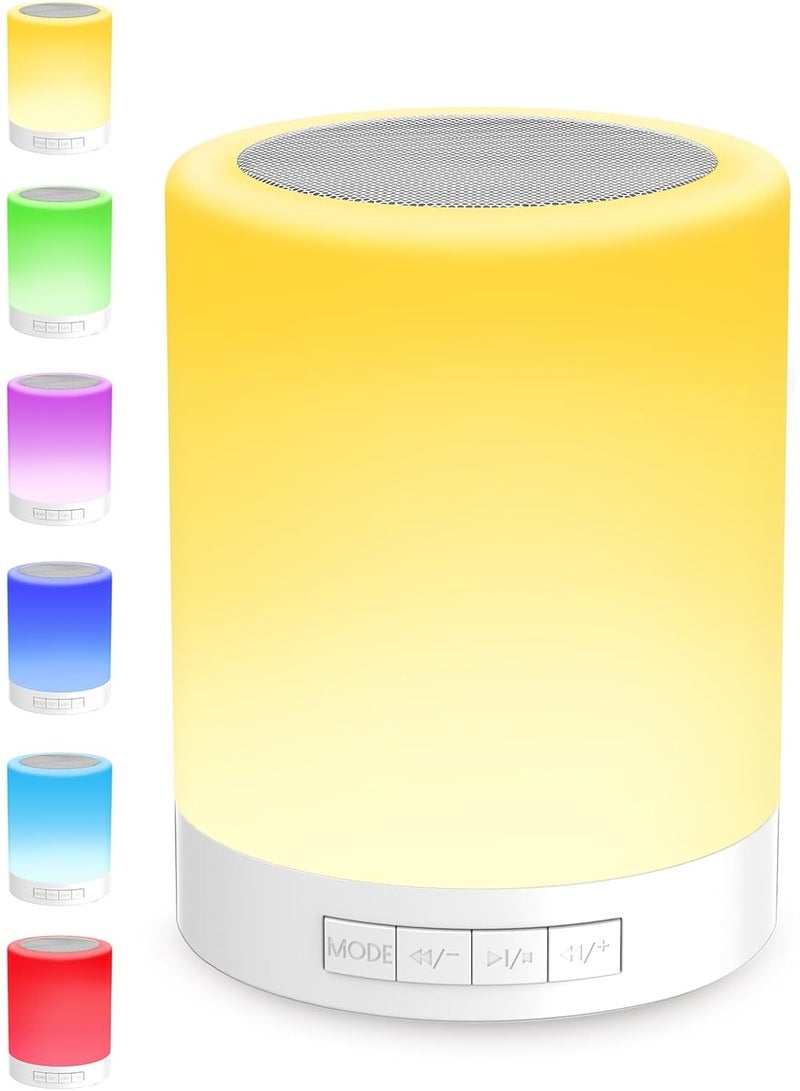 SUCITY RGB Bluetooth Speaker Night Light, Touch Control Bedside Lamp, Rechargeable Dimmable LED Mood Light, Perfect Bedroom Gift - Image 1