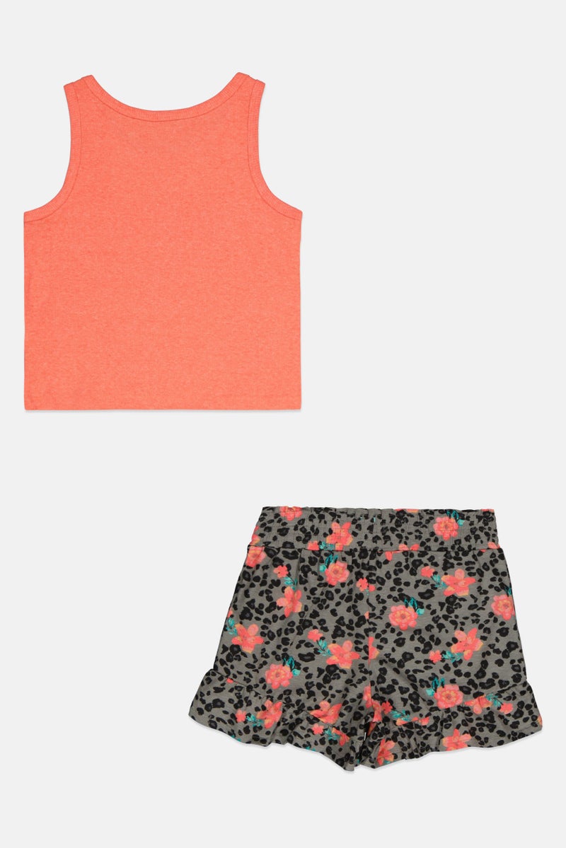 Madden Girl Kids Girl 2 Floral Tee And Short Set, Multicolor  - Image 2