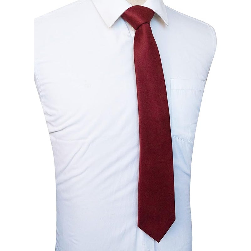 JEMYGINS Solid Color Tie Mens Necktie for Business and Wedding, Burgundy, general - Image 4