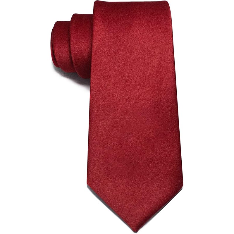 JEMYGINS Solid Color Tie Mens Necktie for Business and Wedding, Burgundy, general - Image 3