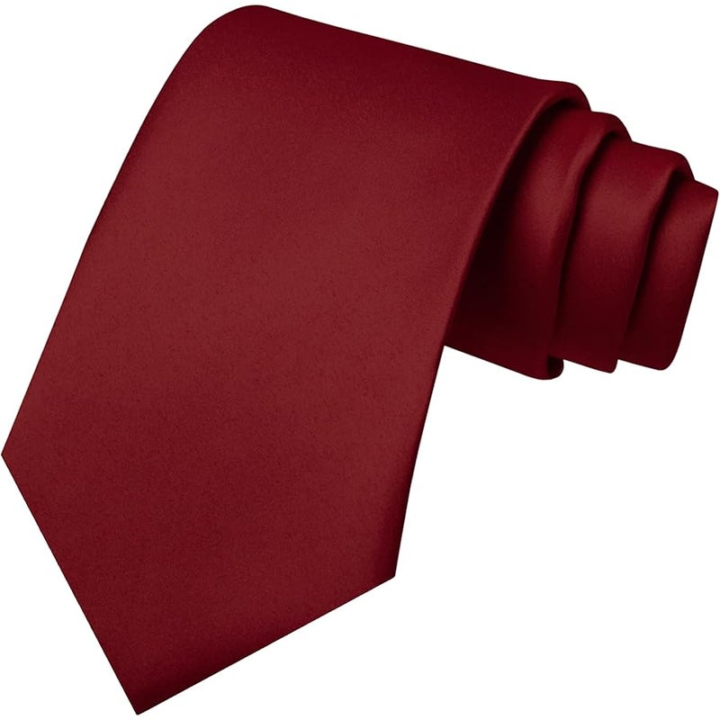 JEMYGINS Solid Color Tie Mens Necktie for Business and Wedding, Burgundy, general - Image 1