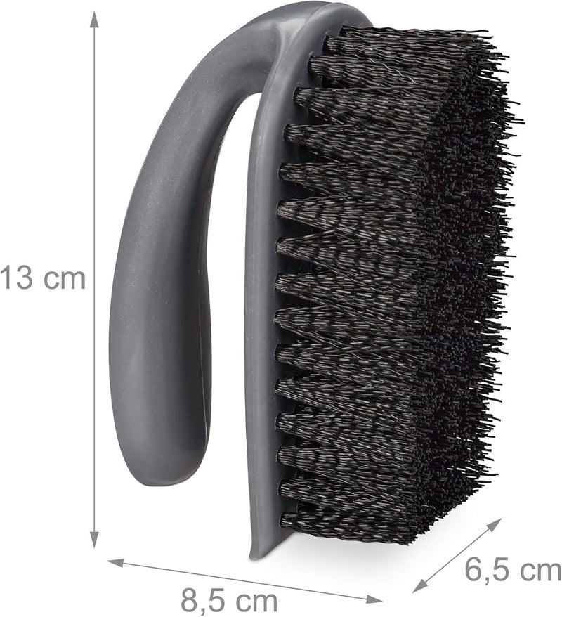 Relaxdays Scrubbing Brush Set of 6 Hard Bristles with Handle Cleaning Brush Bathroom Kitchen Carpet Shoe Brush Plastic Grey - Image 4