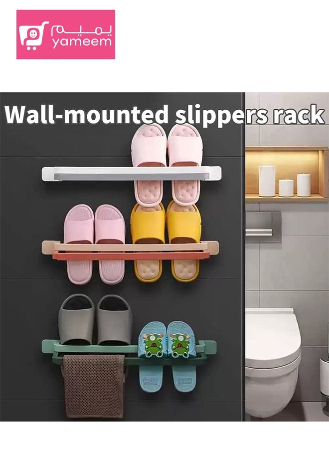Yameem Wall Mounted Punch-free Foldable Holder For Slipper Shoe Cloth etc In Bathroom kitchen  - Image 4