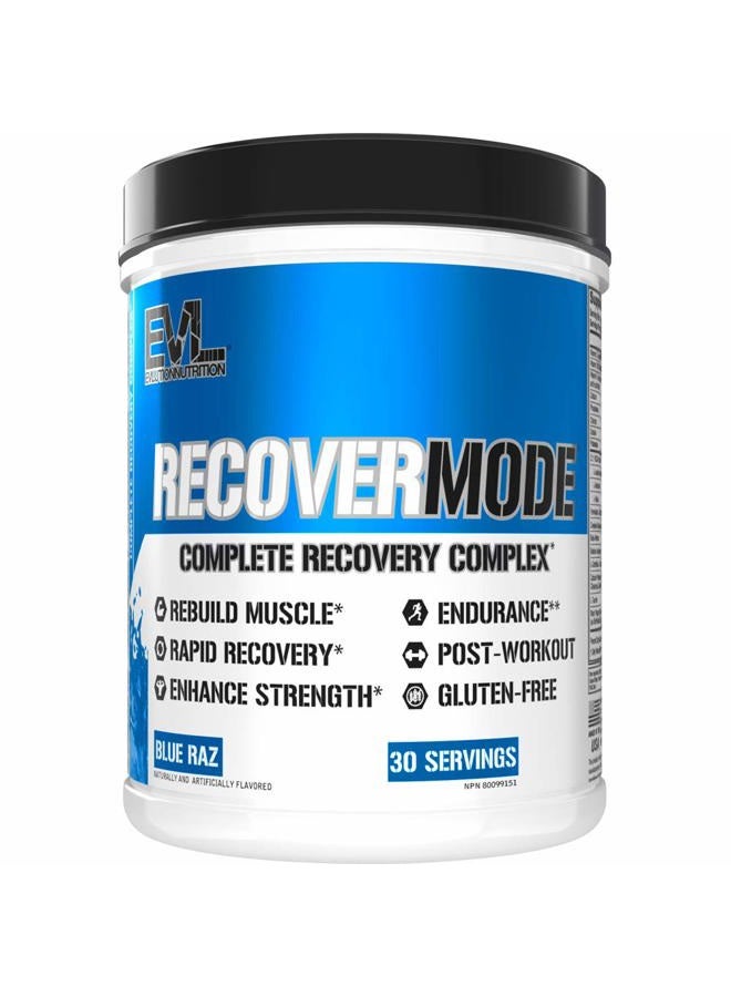 Evlution Nutrition Recover Mode Post Workout Recovery Powder (30 Servings, Blue Raz) - Image 1