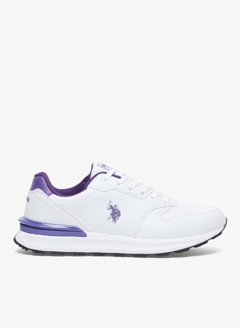 U.S. Polo Assn. Women's Casual Sneakers - White with Purple Accents Shoes, Fashionable Low-Top Design - Image 1