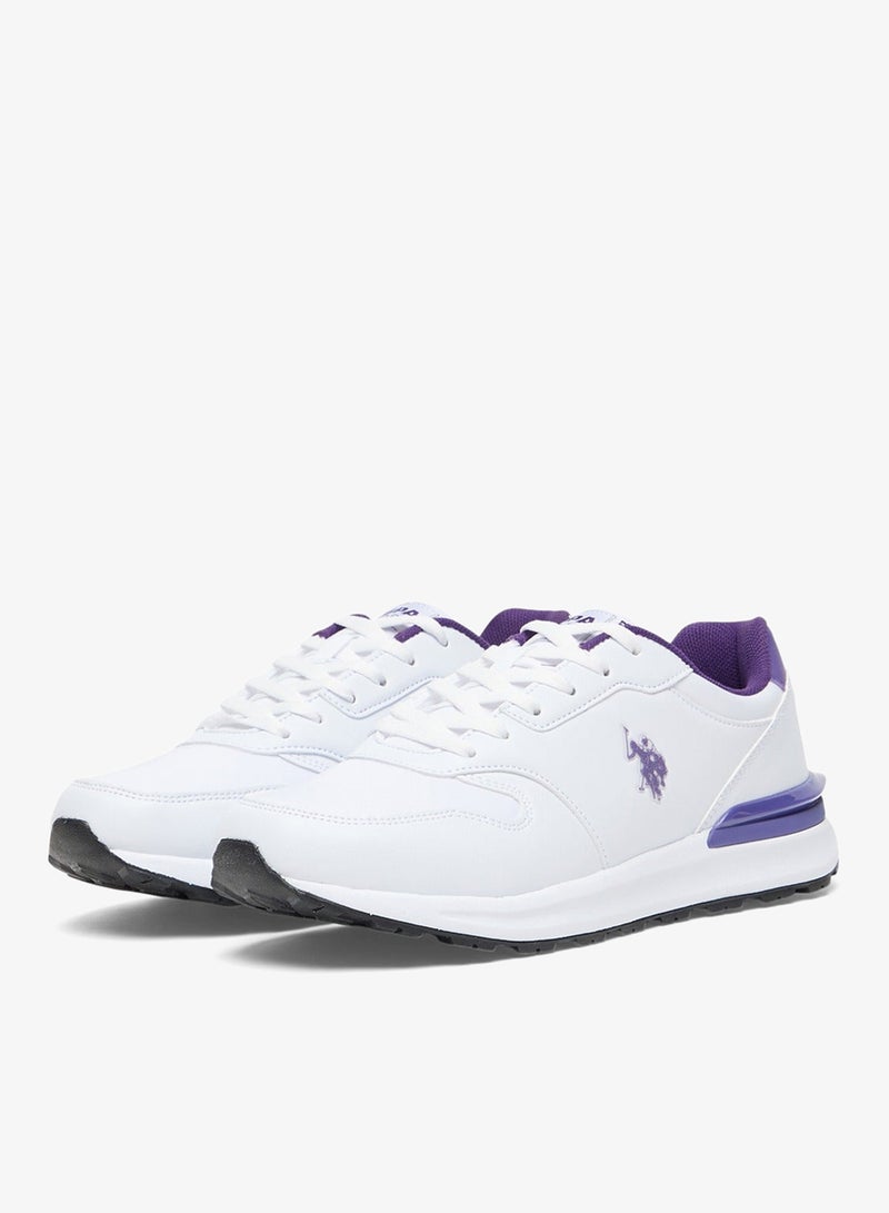 U.S. Polo Assn. Women's Casual Sneakers - White with Purple Accents Shoes, Fashionable Low-Top Design - Image 3