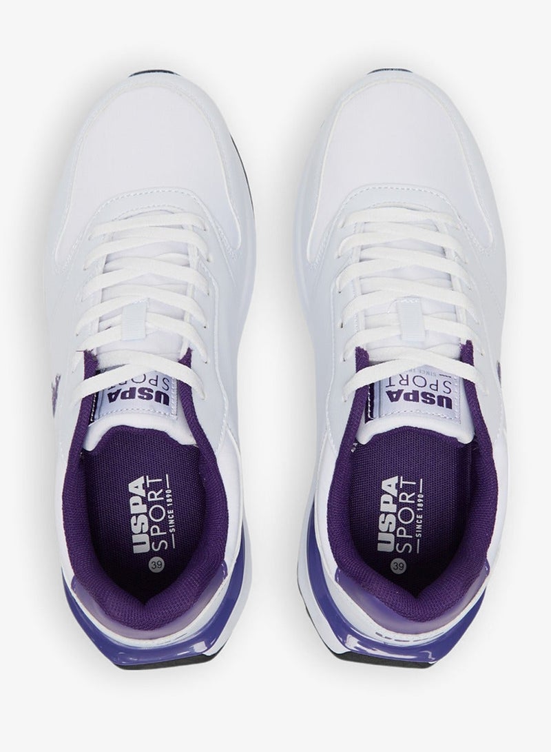 U.S. Polo Assn. Women's Casual Sneakers - White with Purple Accents Shoes, Fashionable Low-Top Design - Image 5