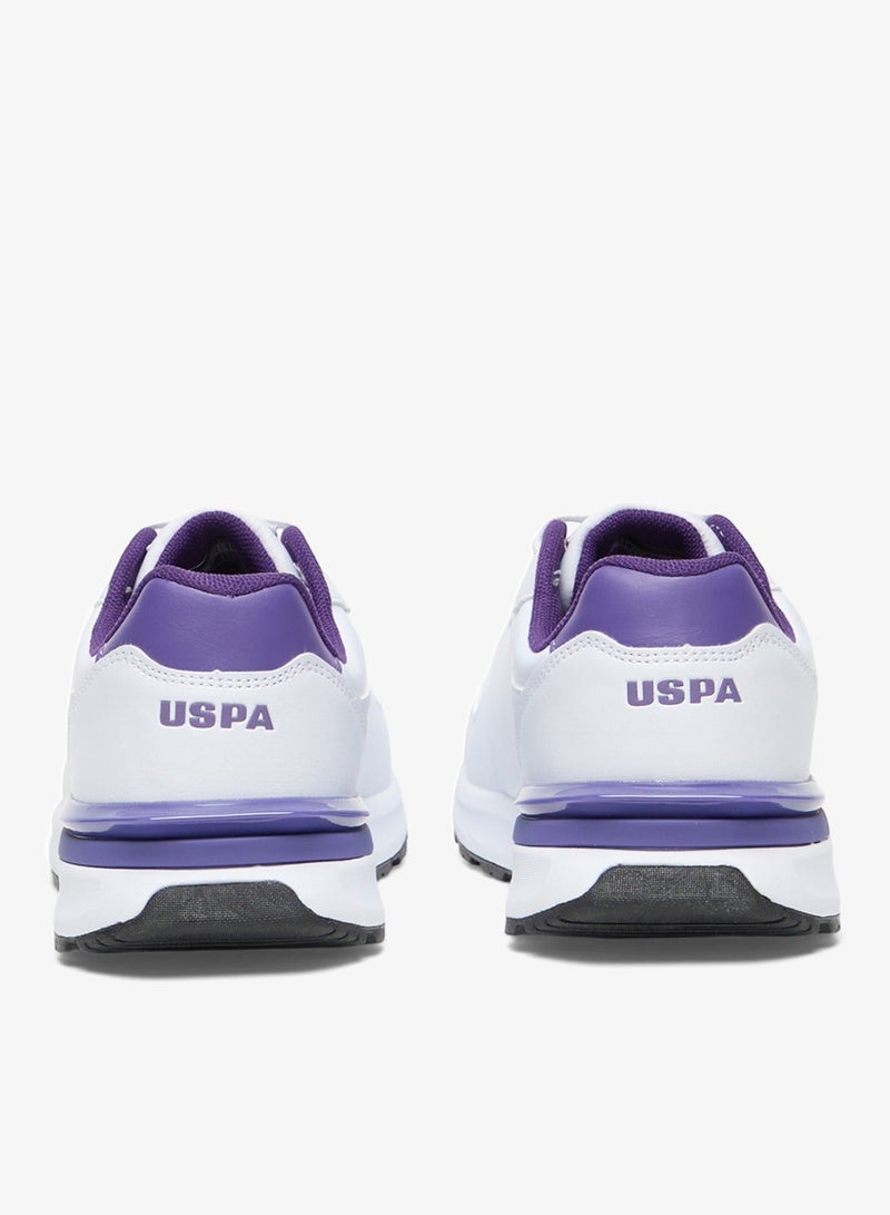 U.S. Polo Assn. Women's Casual Sneakers - White with Purple Accents Shoes, Fashionable Low-Top Design - Image 4