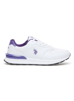 U.S. Polo Assn. Women's Casual Sneakers - White with Purple Accents, Fashionable Low-Top Design  - Image 1