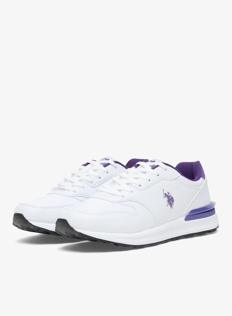 U.S. Polo Assn. White/Purple Women's Casual Sneakers - White with Purple Accents Shoes, Fashionable Low-Top Design for Women | Best Price UAE