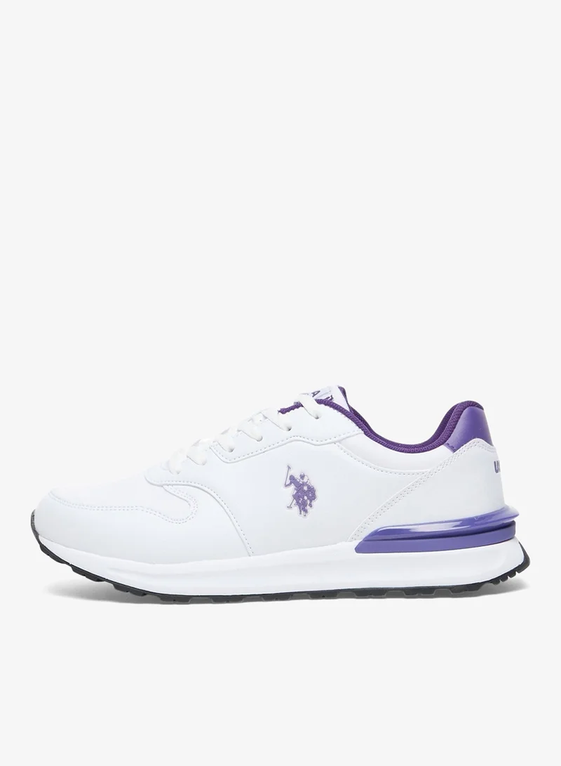 U.S. Polo Assn. White/Purple Women's Casual Sneakers - White with Purple Accents Shoes, Fashionable Low-Top Design for Women | Best Price UAE