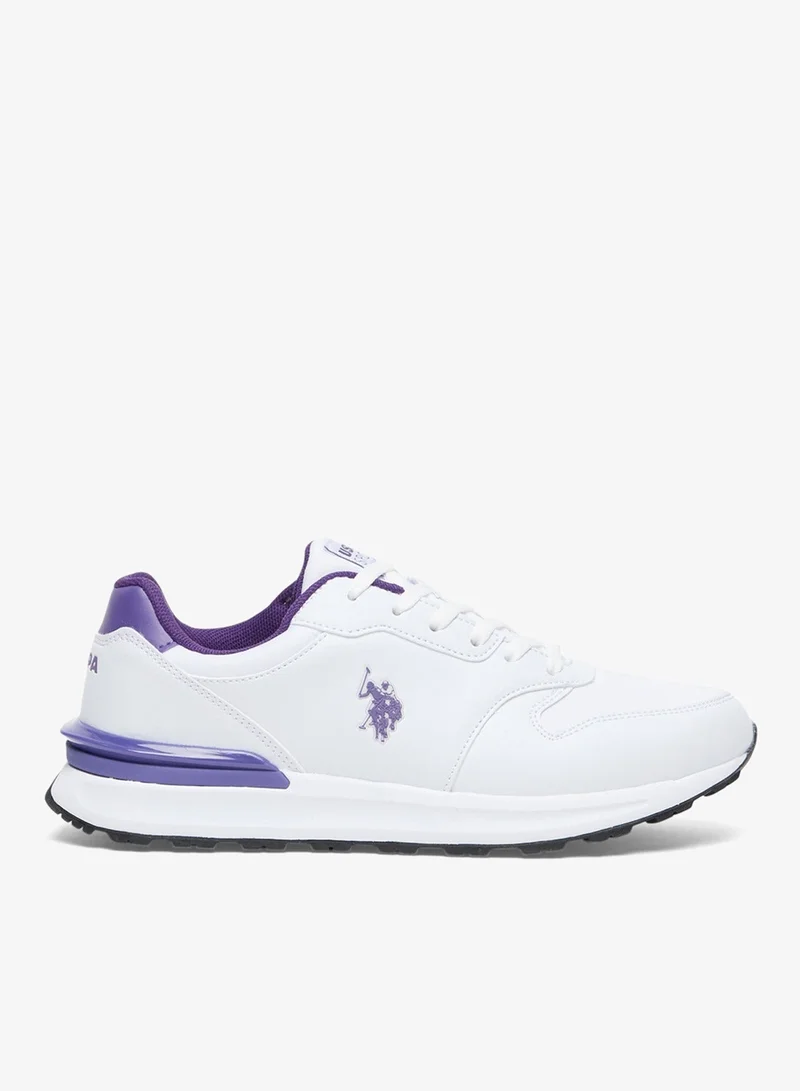 U.S. Polo Assn. White/Purple Women's Casual Sneakers - White with Purple Accents Shoes, Fashionable Low-Top Design for Women | Best Price UAE