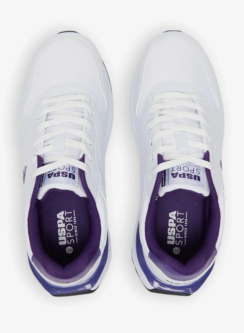 U.S. Polo Assn. White/Purple Women's Casual Sneakers - White with Purple Accents Shoes, Fashionable Low-Top Design for Women | Best Price UAE