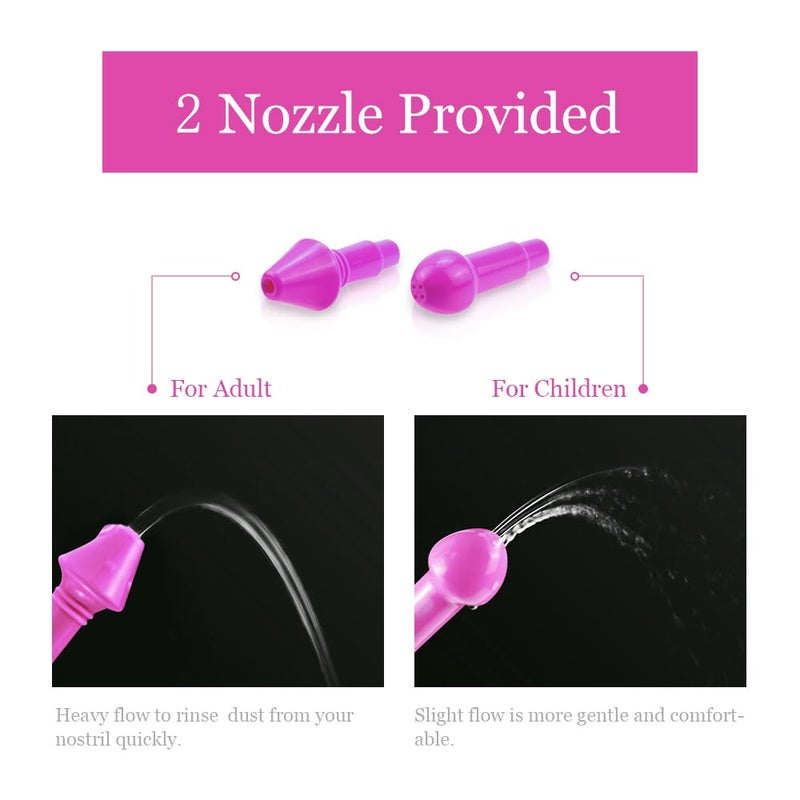 waterpulse وعاء نتّي من ووتر بالس لشطف الجيوب الأنفية، زجاجة غسل الأنف، زجاجة شطف الجيوب الأنفية، جهاز ري الضغط مع ملصق ترمومتر للبالغين والأطفال خالي من BPA (وردي) - Image 4