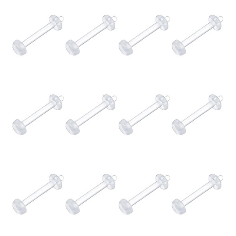 VCMART Clear Cartilage Earring 16G Acrylic Bioflex Tragus Retainer Pastic Lip Rings Labret Monroe Ear Helix Earring Flat Top 10mm - Image 1