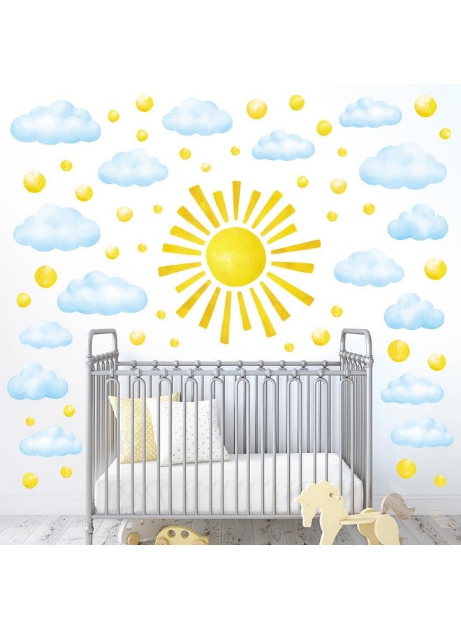 DECOWALL DS12-8079 78pcs Sun Clouds Polka dot Wall Stickers Decals Art Baby Bedroom Boho Classroom décor Living Kids Home Nursery playroom Removable Sunshine Vinyl DIY - Image 1