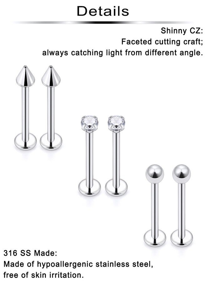 Ftovosyo Labret Jewelry 24PCS Monroe Lip Medusa Barbell Ring Helix Earring Tragus Cartilage Studs Surgical Steel Piercing Jewelry for Women Men 16G - Image 3