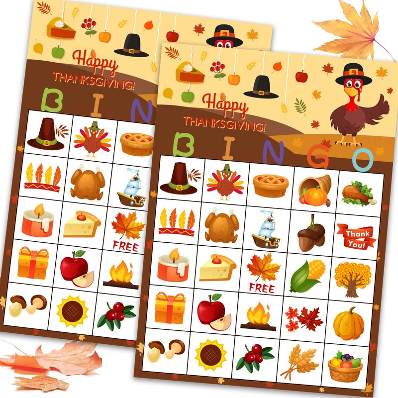 Funnlot Fall Bingo Game for Kids Thanksgiving Party Activities for 24 Players Family and Classrooms - Image 2