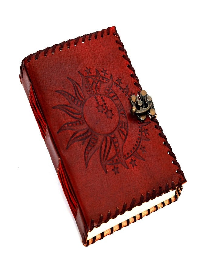 CREATIVE LEATHER ART دفتر يوميات جلدي من سي إل إيه، دفتر ملاحظات جلدي، دفتر يوميات عتيق، دفتر يوميات جلدي للرجال، دفتر يوميات جلدي للنساء، دفتر يوميات جلدي للشمس والقمر، (7 × 5 بوصة، برونزي - الشمس والقمر) - Image 4